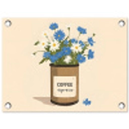 Coffee - Blik - Minimalistisch - Bloemen tuinposter los doek klein -3d