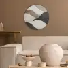 Golven - Abstract - Beige Akoestische PET Vilt - Rond klein -sfeer1