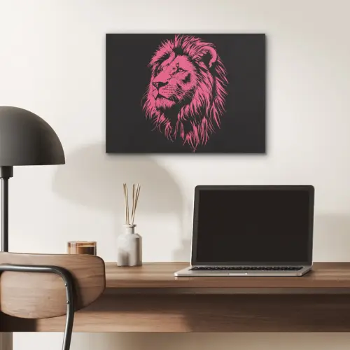 Leeuw - Zwart - Roze - Neon PET vilt klein -sfeer5