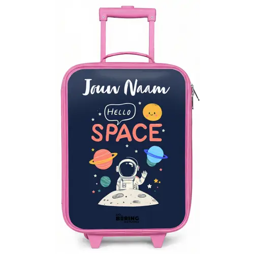 Astronaut - Quote - Planeten - Sterren Kinderkoffer - Roze klein -zz3dotto