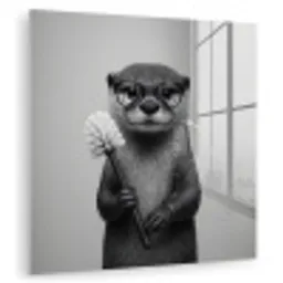 Otter - Wc-borstel - Bril - Zwart - Wit plexiglas 5mm klein -zzzproduct_nieuw