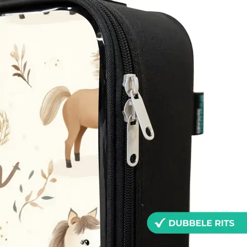 Patroon van veulens in beige en bruin kleuren Kinderkoffer - Zwart klein -rits_NL