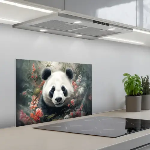 Panda - Wilde dieren - Bloemen - Natuur keuken achterwand spatscherm klein -3d_schuin