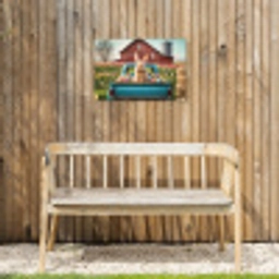 Konijn - Boerderij - Eieren Tuinposter op houten frame 2 cm dik klein -sfeer4