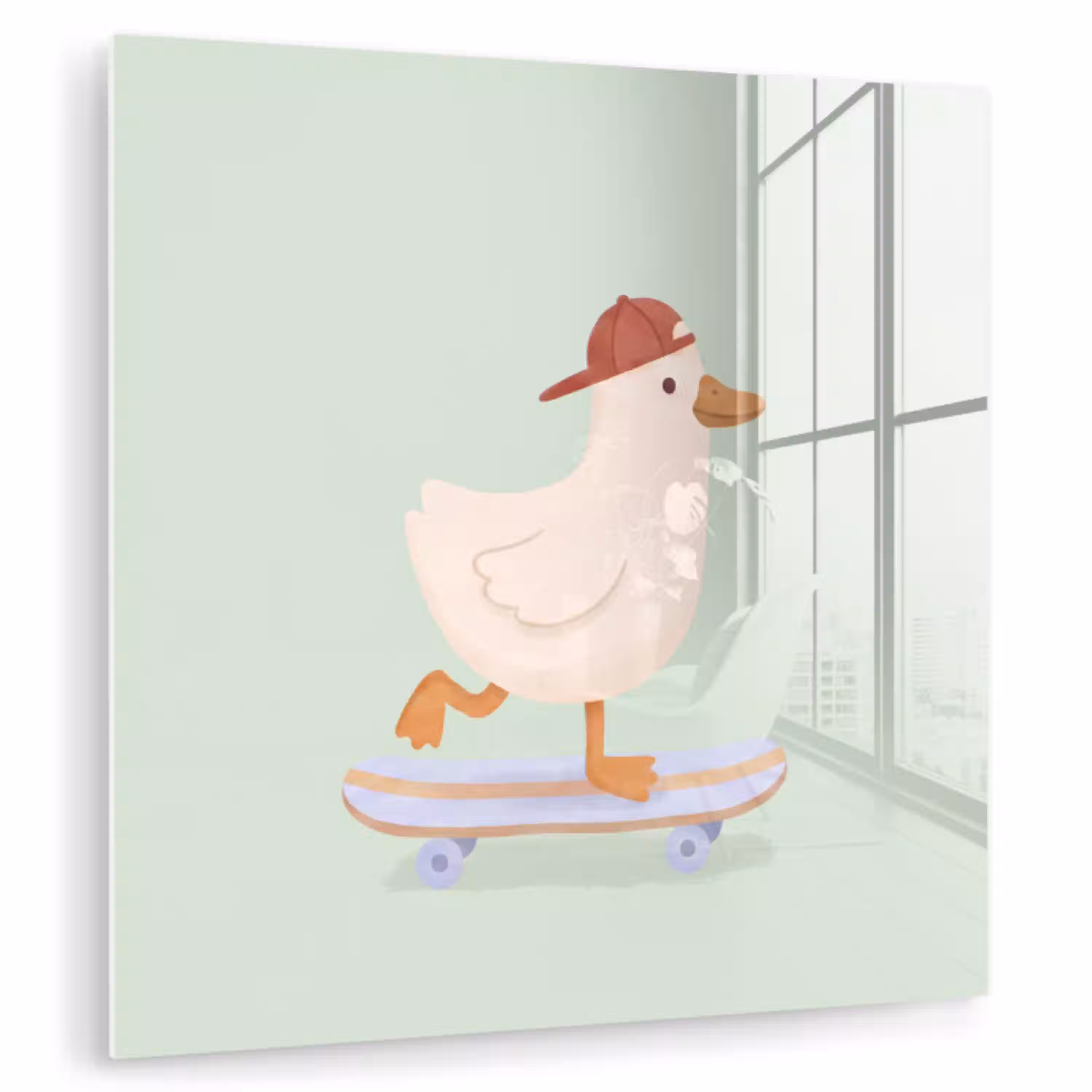 Vogel - Skateboard - Dieren - Cartoon - Speels plexiglas 5mm klein -zzzproduct_nieuw