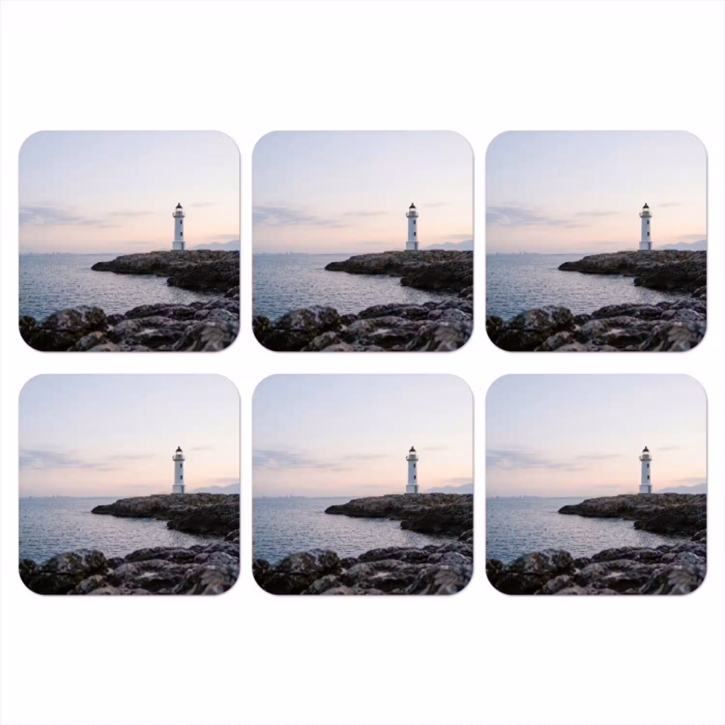 Rotsen - Vuurtoren - Wit onderzetter kurk middel -3d