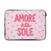 Amore vita sole - Roze - Hartjes laptophoes neopreen klein -3d
