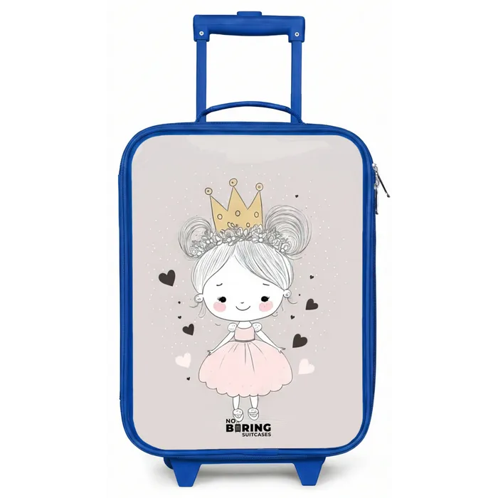 Prinses met knotjes Kinderkoffer - Blauw klein -zz3dotto