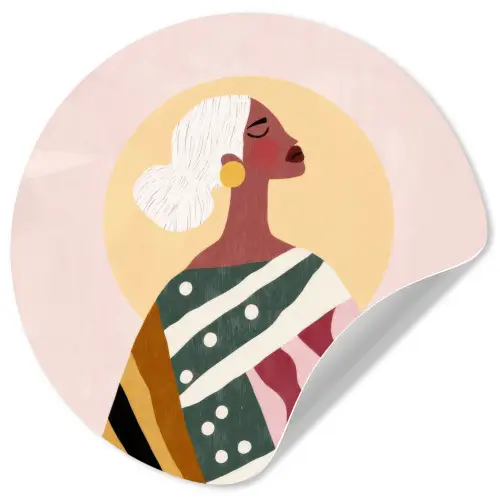 Vrouw - Zon - Kleurrijk Wandcirkel behangsticker klein -3d