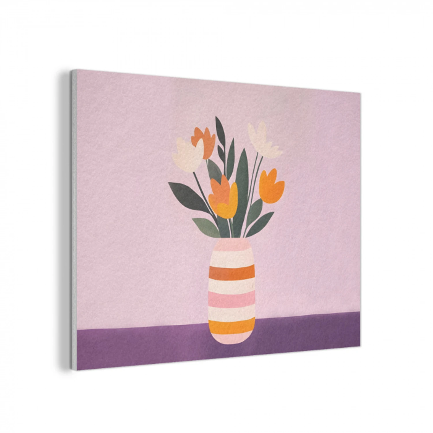 Tulpen - Vaas - Strepen - Paars PET vilt klein -3d