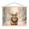 Kerst - Rendier - Winter - Krans textielposter latten blank klein -3d