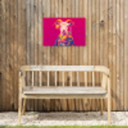 Geit - Hoorns - Kimono - Kleurrijk Tuinposter op houten frame 2 cm dik klein -sfeer4