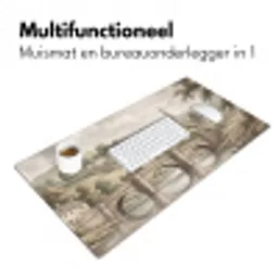 Dorp - Brug - Uitzicht - Groen Muismat XXL klein -sfeer4