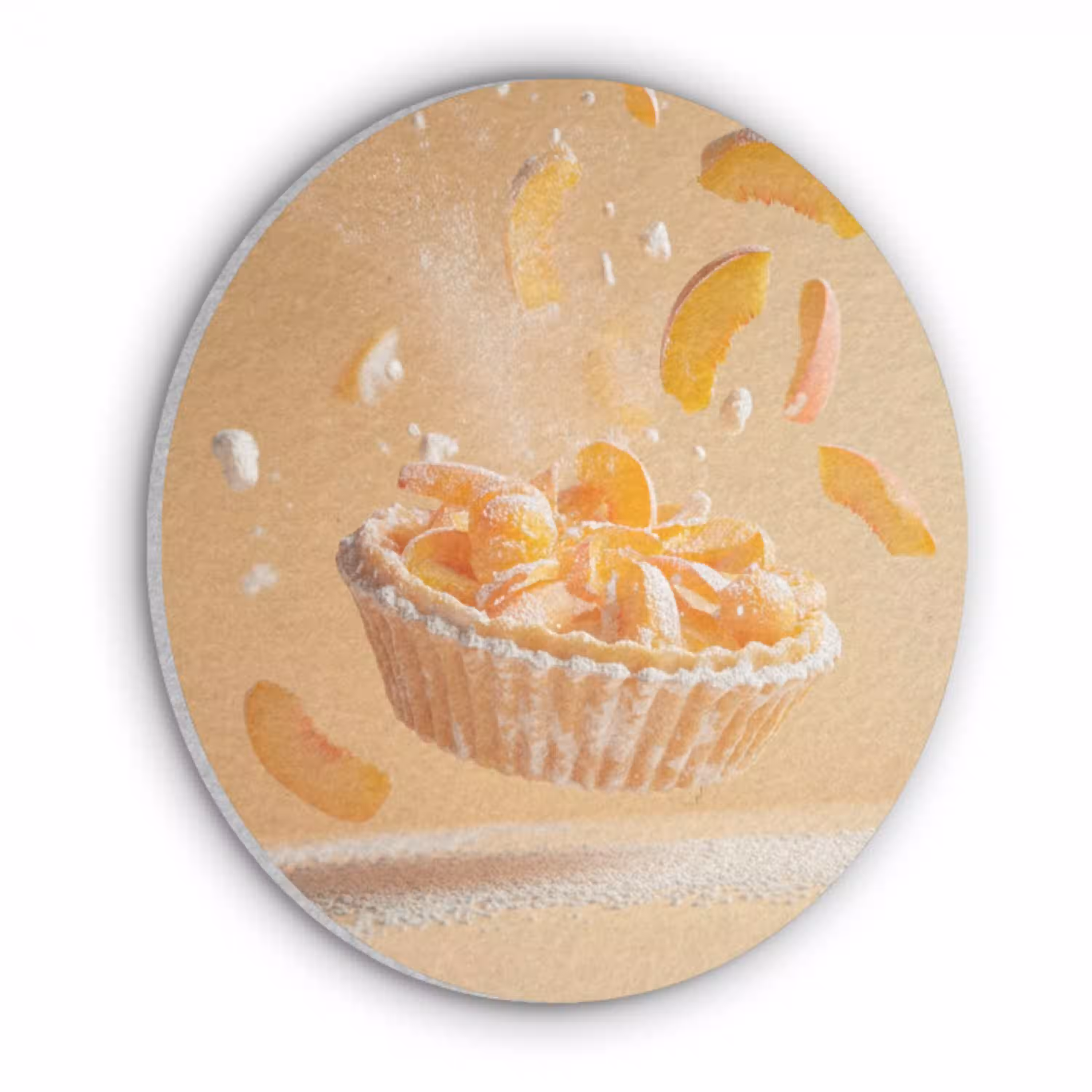 Peach - Eten - Taart - Oranje Akoestische PET Vilt - Rond klein -3d