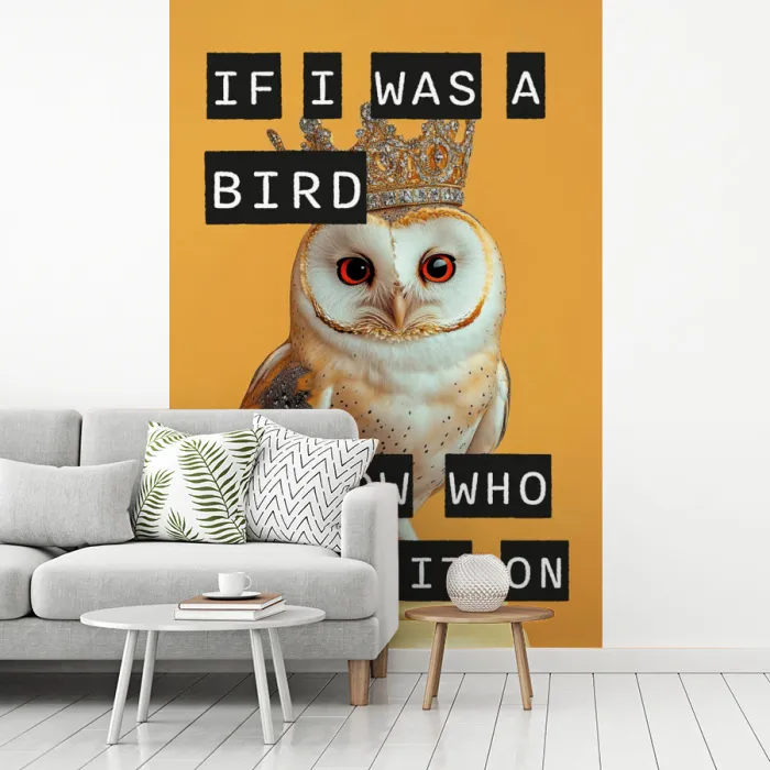 Geel - Uil - Vogel - Decoratie fotobehang vinyl groot -woonkamer