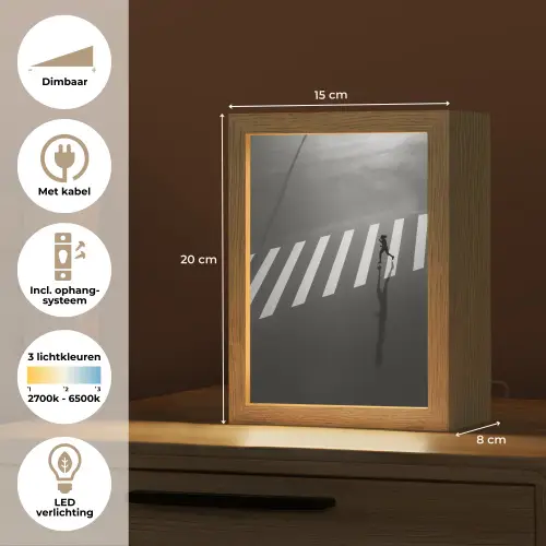 Zeebrapad - Hardloper - Zwart - Wit Light Box met kabel (Tafellamp) klein -USP_NL
