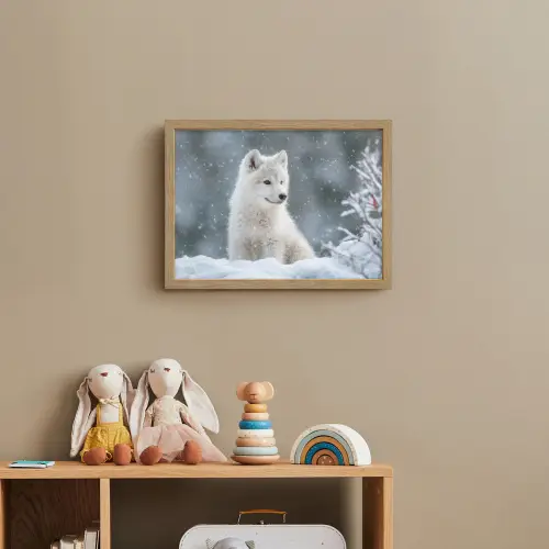 Wolf - Pup - Sneeuw Light Box met batterij (Wandlamp kind) middel -sfeer2_kind