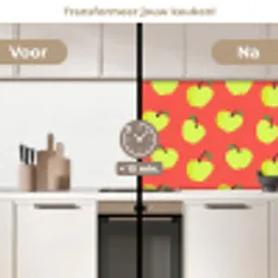 Appels - Modern - Groen keuken achterwand 2 middel 871 -voor-na2_NL