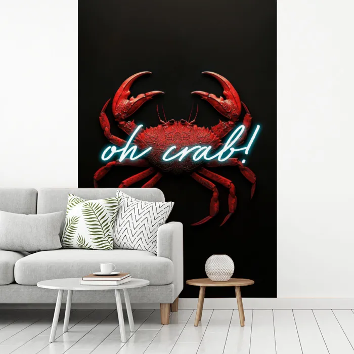 Krab - Rood - Neon - Quote fotobehang vinyl groot -woonkamer