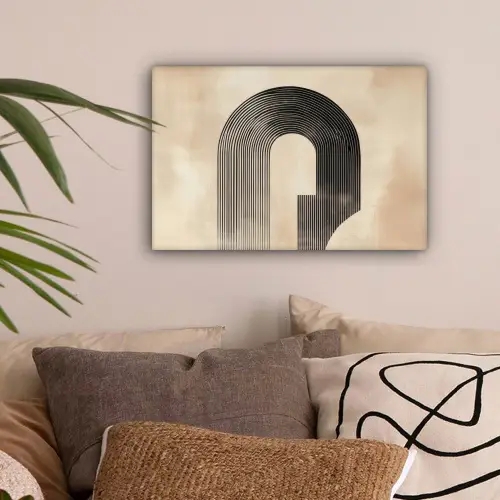 Boog -  Strepen - Minimalistisch - Zwart canvas 2cm klein -sfeer1