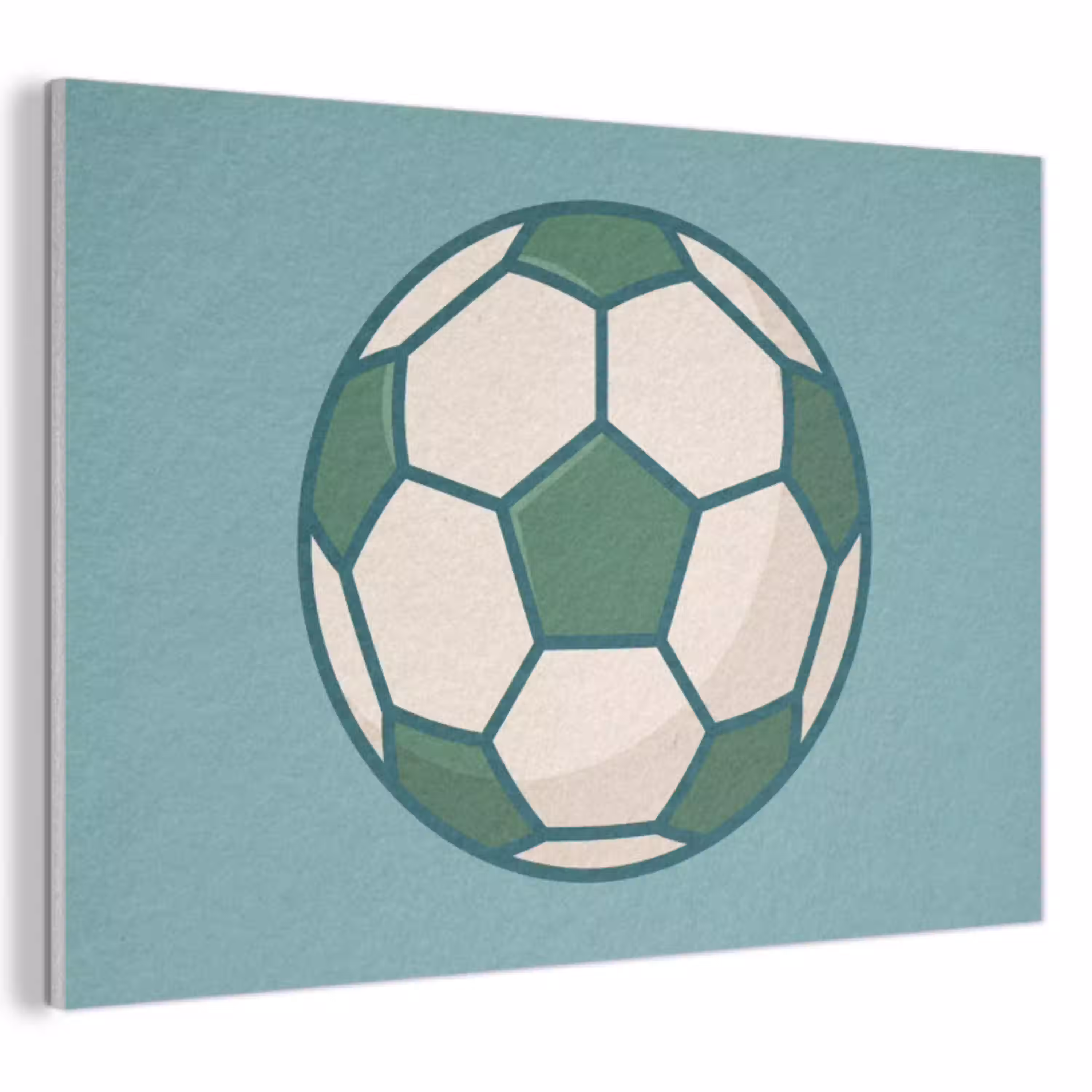 Voetbal - Geometrisch - Sport - Illustratie - Blauwgroen PET vilt klein -3d