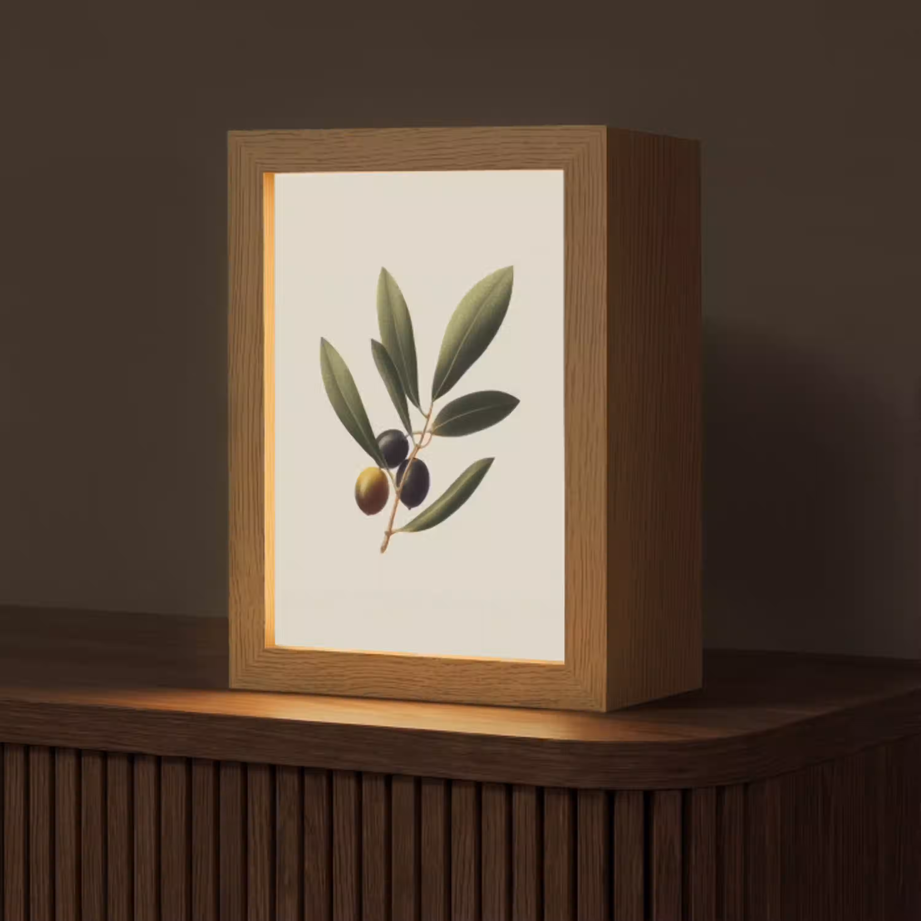 Olijftak - Donkergroen - Olijven Light Box met kabel (Tafellamp) klein -z3d_website