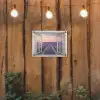 Doorkijk - Lavendel - Bloemen - Hout - Zonsondergang - Paars tuinposter los doek klein -sfeer1