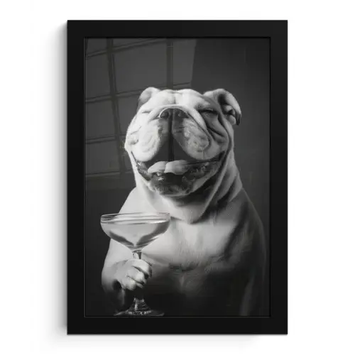 Buldog - Hond - Glas fotolijst zwart zonder passe partout klein -3d