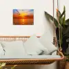 Zonsondergang - Zee - Lucht - Oranje - Horizon - Water tuinposter los doek klein -sfeer7
