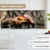 Vrouw - Hamburger - Bontjas keuken achterwand 2 middel -sfeer4_NL