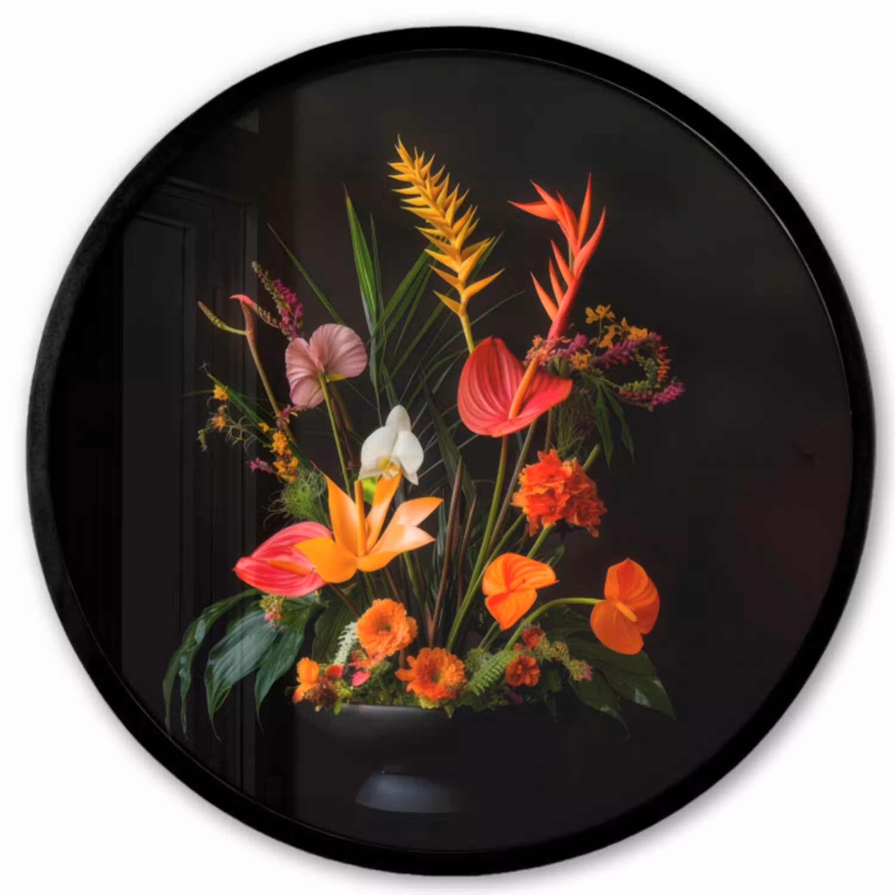 Schaal - Boeket - Bloemen Fotolijst rond zonder passe partout klein -3d