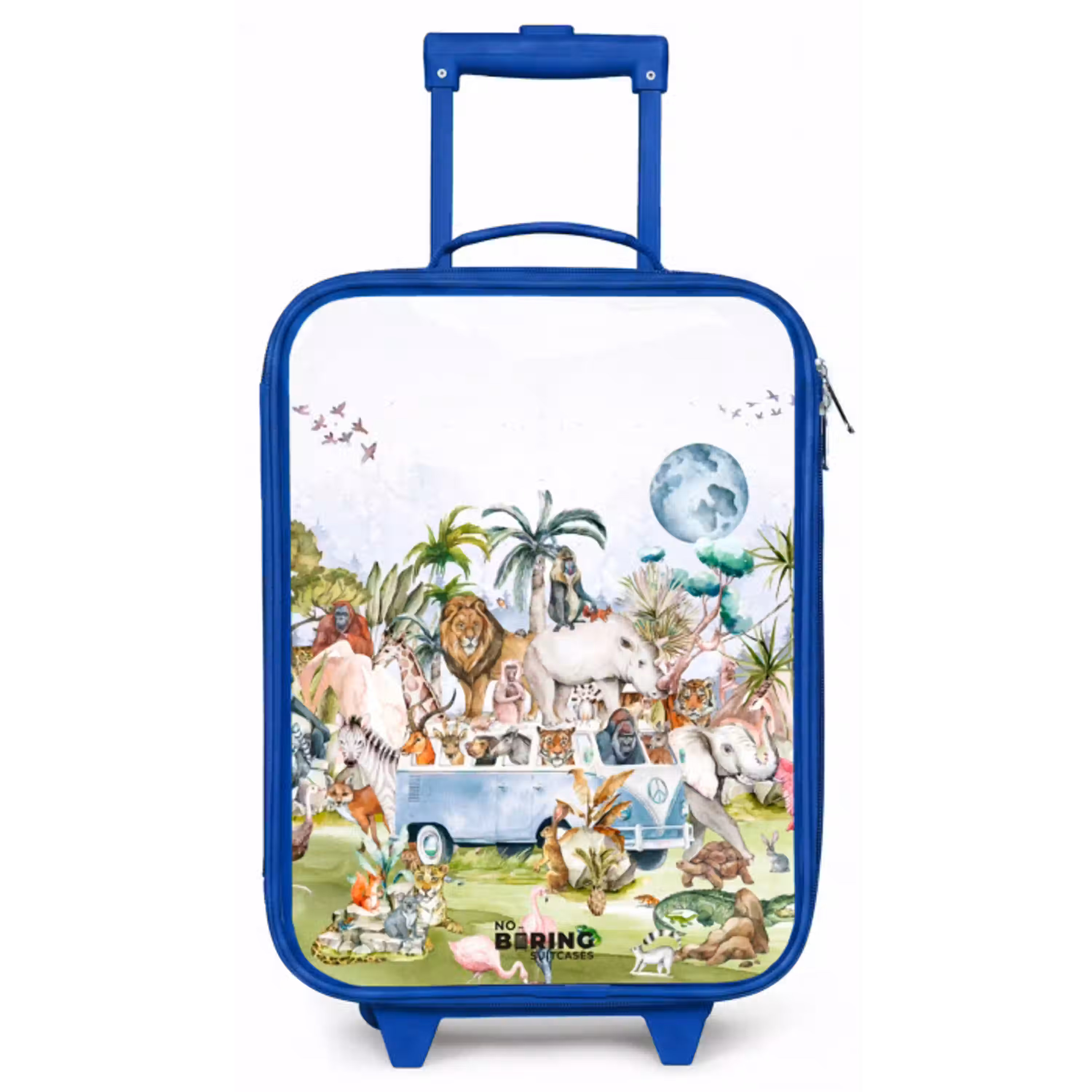 Busje met allemaal dieren Kinderkoffer - Blauw klein -zz3dotto