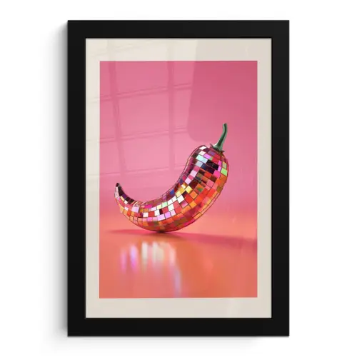 Disco - Peper - Roze fotolijst zwart zonder passe partout klein -3d