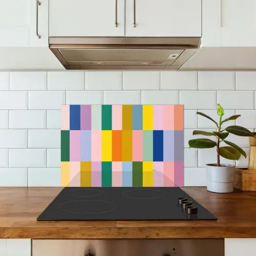 Stroken - Blauw - Patroon - Abstract keuken achterwand spatscherm klein -sfeer2