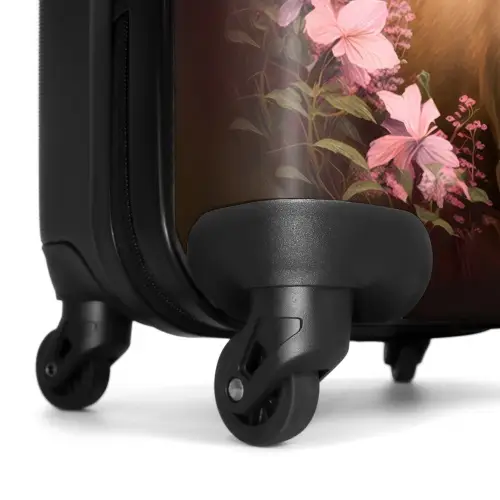 Koffer - Paard - Bloemen - Roze - Natuur - Bos NBS - Handbagage koffer - Unisex middel -wiel