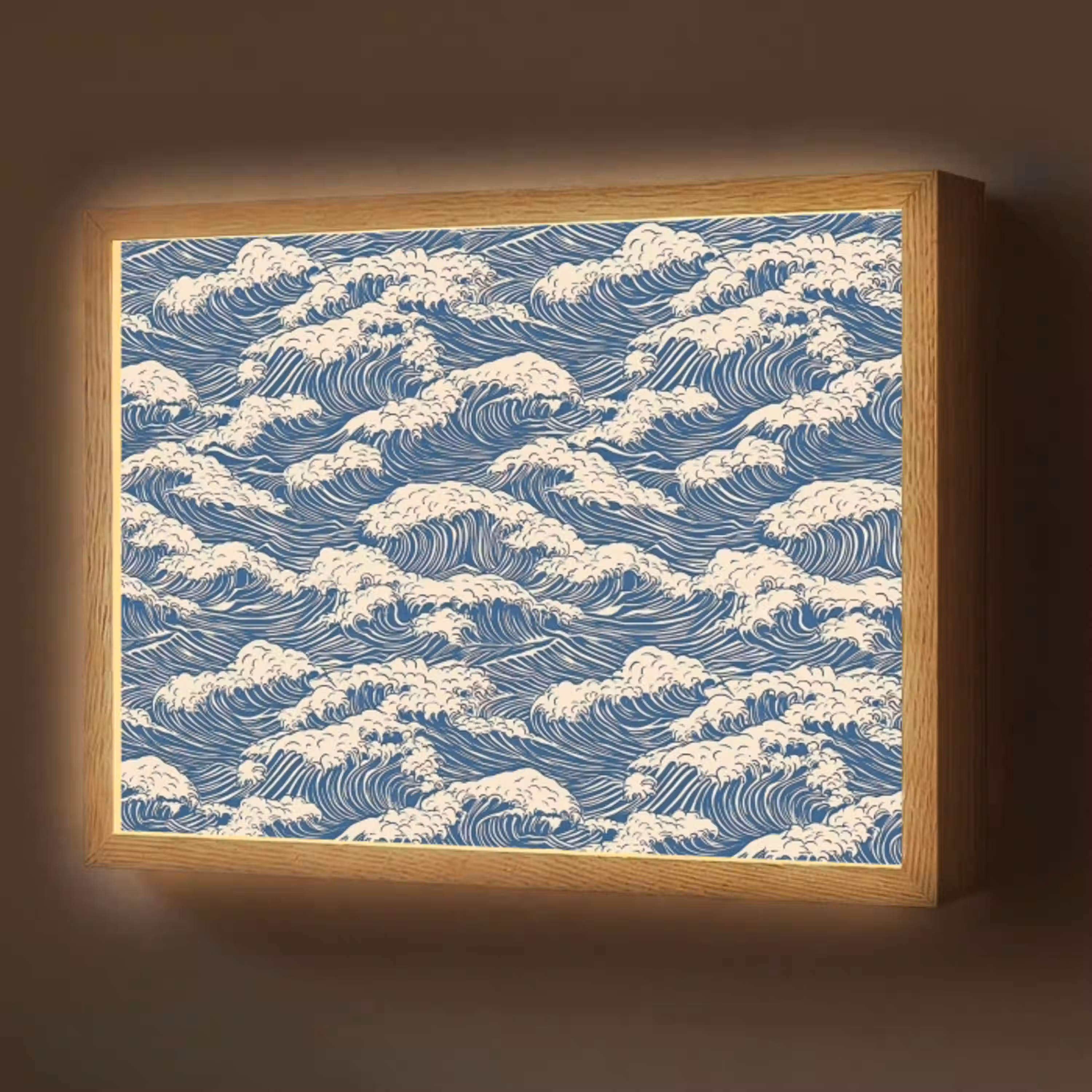 Golven - Klassiek - Blauw Light Box met batterij (Wandlamp) middel 907 -z3d_website