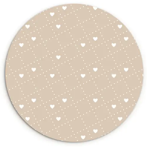 Beige - Wit - Hartjes - Patroon Wandcirkel plexiglas klein 852 -3d