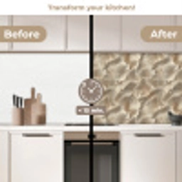 Waaierstructuren - Beige - Vezeltextuur keuken achterwand 2 middel 871 -voor-na2_UK