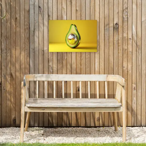 Avocado - Discobal - Geel - Glitter Tuinposter op houten frame 2 cm dik klein -sfeer4