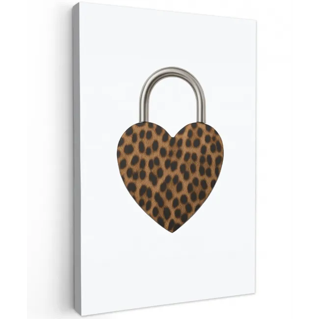 Slot - Hartvormig - Bruin - Panterprint Tuinposter op houten frame 2 cm dik middel -3d