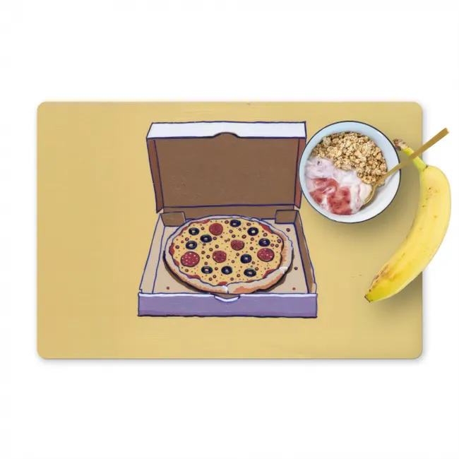 Pizza - Doos - Salami - Illustratie Placemat vinyl groot -zzzproduct_Kitchenyeah-website