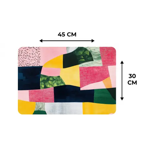 Abstract - Roze - Lappen - Vormen - Geel Placemat vinyl groot -specs