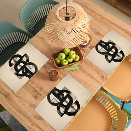 Cirkels - Lijnen - Vormen - Zwart Placemat vinyl groot -zzsfeer5_Kitchenyeah-website