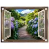 Doorkijk - Hortensia - Pad - Natuur tuinposter los doek klein -3d