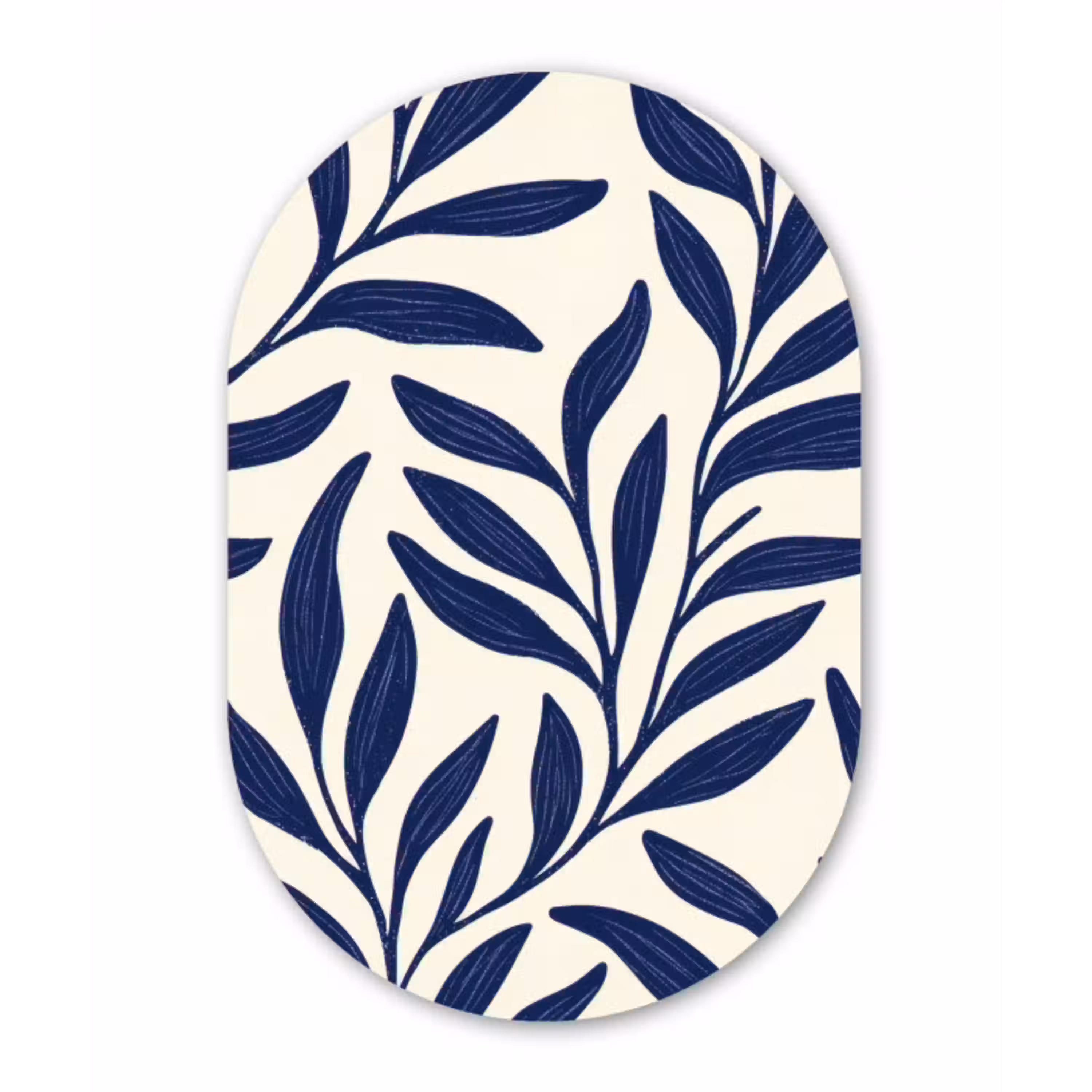 Bladeren - Klimop - Donkerblauw Wandcirkel Ovaal Aluminium middel -3d