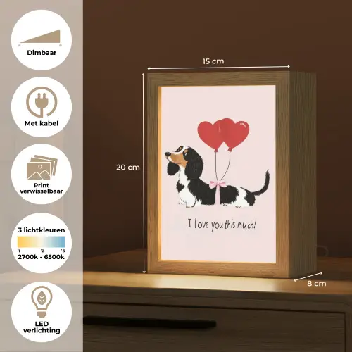 Hond - Teckel - Valentijn - Love Light Box met kabel (Wandlamp) klein -USP_websiteoverzichtNL