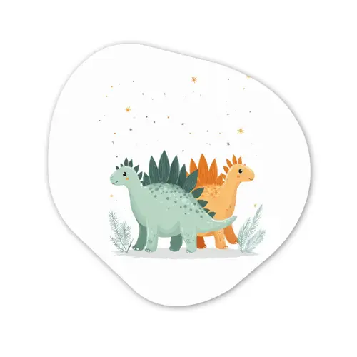 Planten - Sterren - Dinosaurussen - Oranje Wandcirkel Organisch Forex 3mm klein -3d