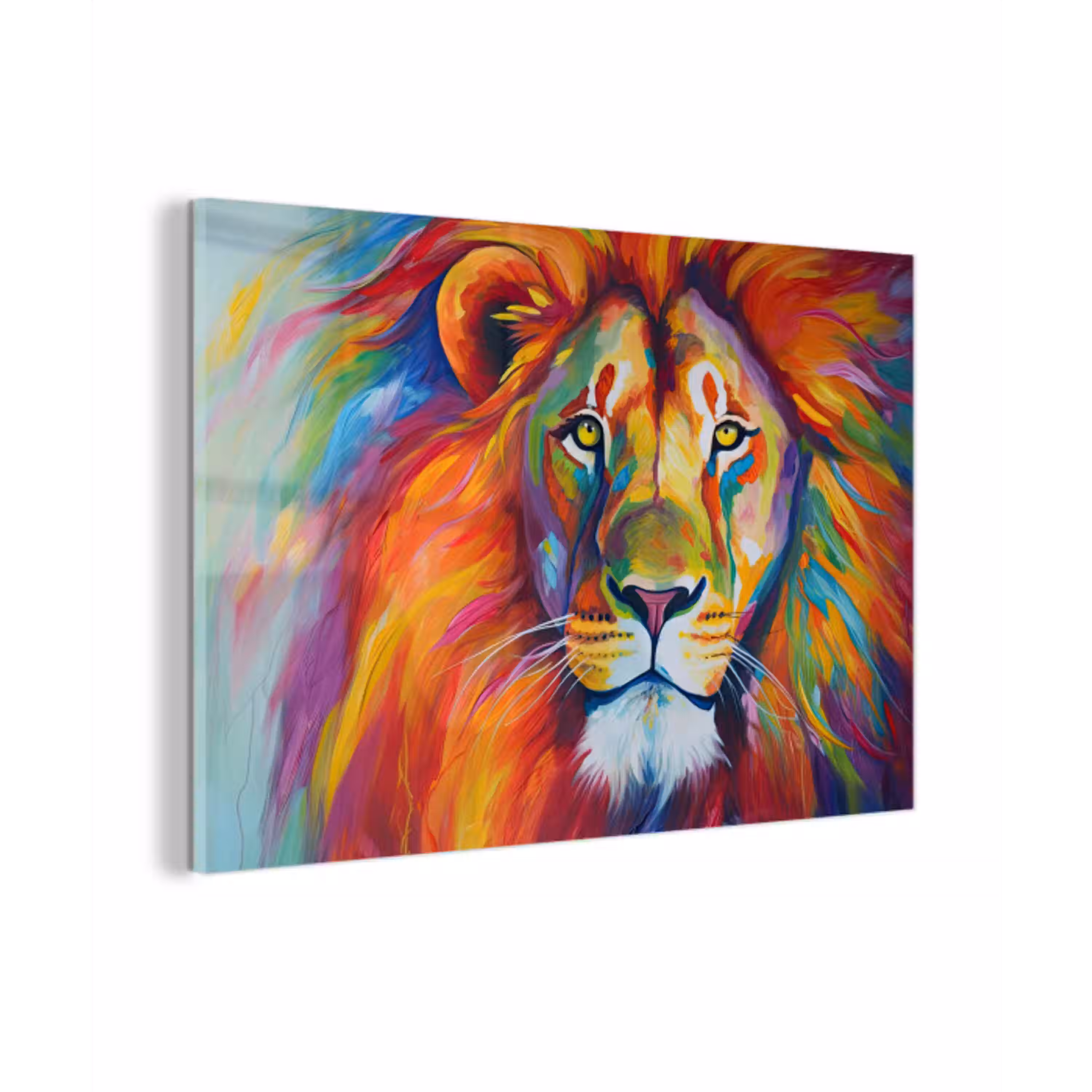 Leeuw - Dieren - Olieverf - Regenboog plexiglas 5mm klein -z3d