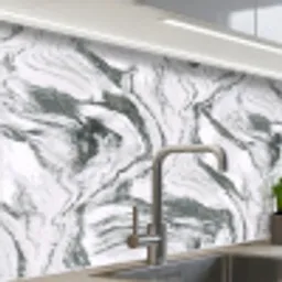 Wit - Marmer - Golvend - Grafiet keuken achterwand 2 middel 865 -zzzz3d_schuin