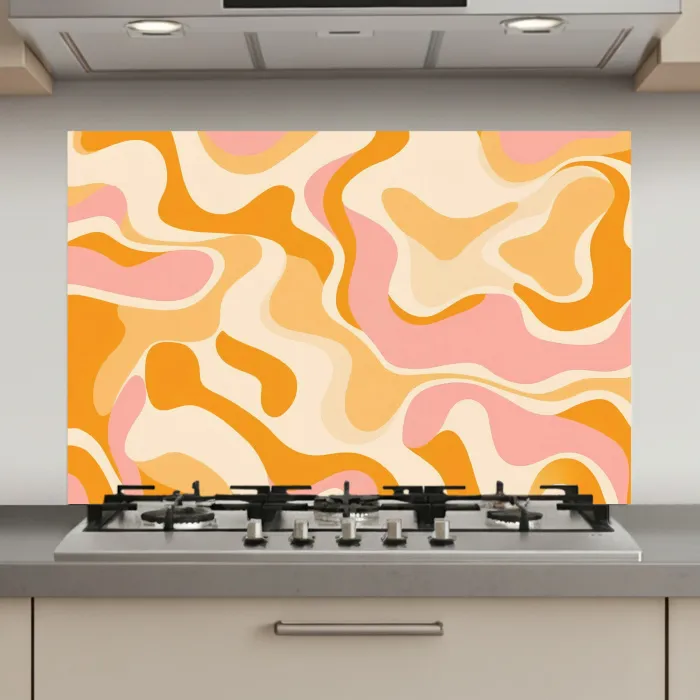 Abstract - Golvend - Oranje keuken achterwand spatscherm klein -3d_website